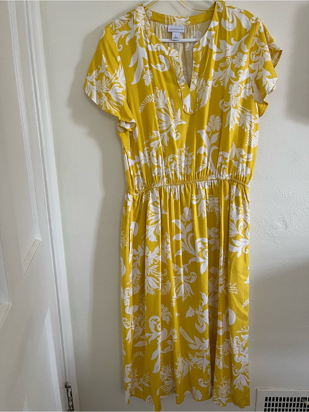 Liz Claiborne Yellow Floral Midi Dress